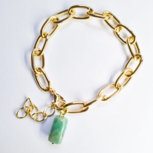 Pulseira de Elos com Jade Verde