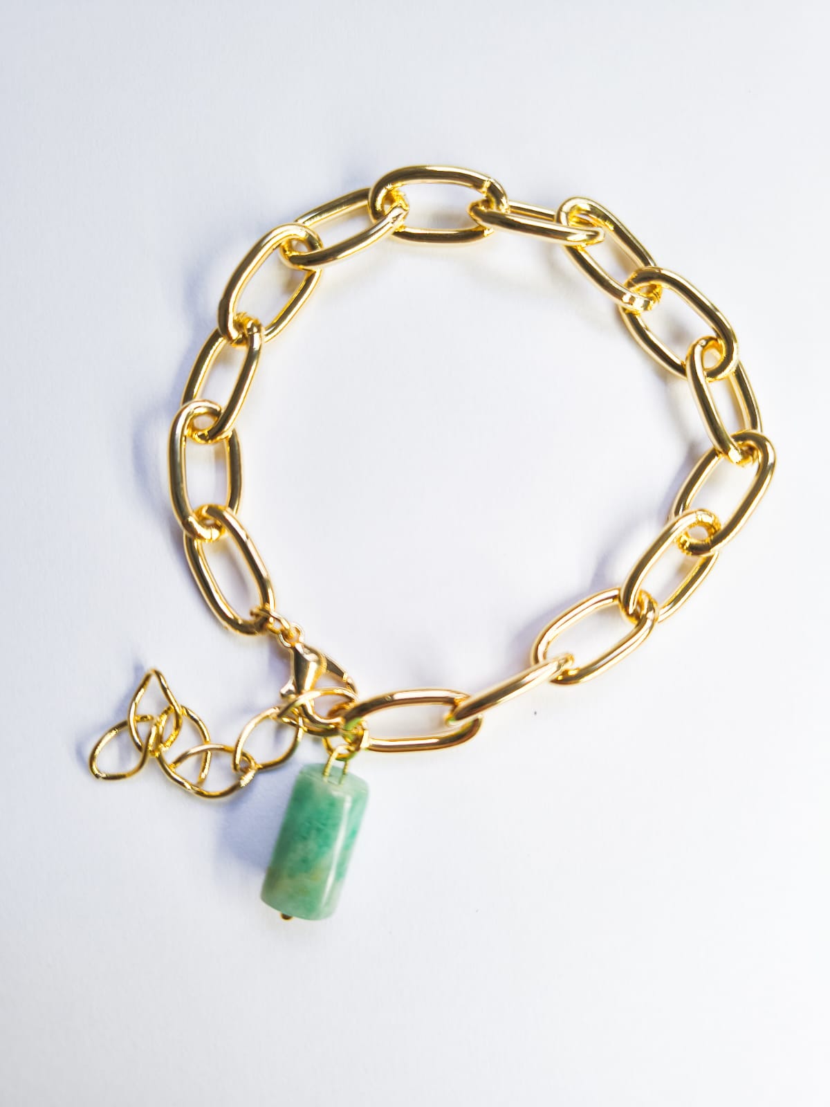 Pulseira de Elos com Jade Verde