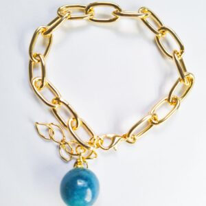 Pulseira de Elos com Pedra de Apatita