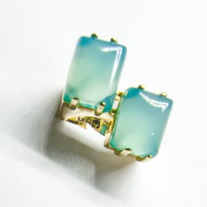 Anel Duo Ágata Agua (Banhado a ouro 18K)