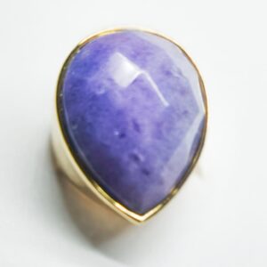 Anel Gota Jade Lilás (Banhado a Ouro 18K)