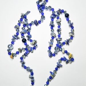 Colar Longo Lápis-Lazúli com Cristais Azuis